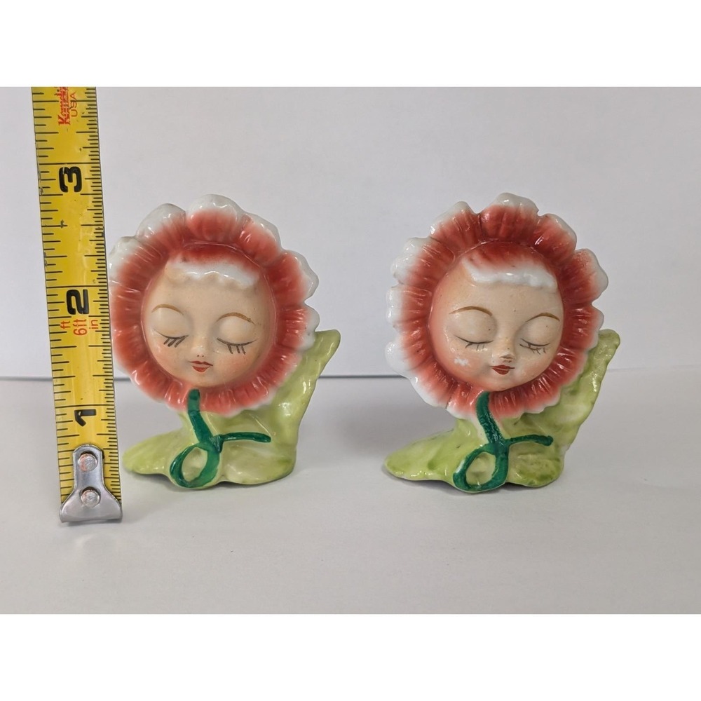 VTG Anthropomorphic Flower, Sunflower, Salt & Pepper Shakers Novelty JAPAN Sleep - Picture 16 of 16